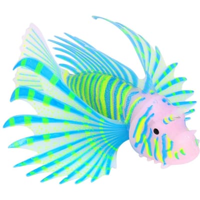Ornements d'Aquarium de Poissons Fluorescents 3D Artificiels en Silicone Décorations d'Aquarium Bleu green