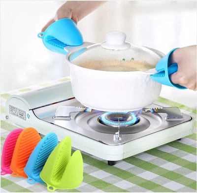 Ovenwanten Siliconen - Pothouder Mini - Hete Objecten Hanteren - Antislip Grip - 2 stuks - Lichtblauw