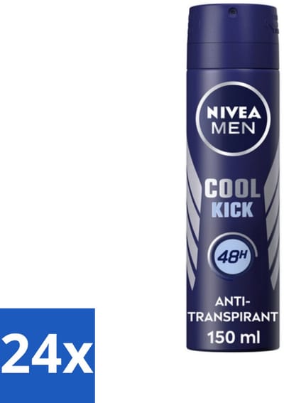 24 x NIVEA Men Deodorant Spray Cool Kick 150 ml - Anti-transpirant - Zweetbestendig - Frisheid - Verkoeling - 48 Uur Bescherming