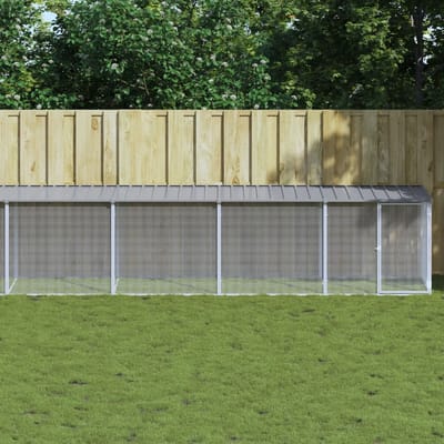 vidaXL - Kippenhok - met - dak - 803x98x90 - cm - gegalvaniseerd - staal - lichtgrijs