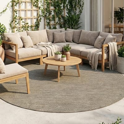 Fraai Rond buitenkleed - Malta Arrow Naturel - Ø 120cm