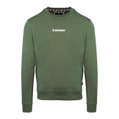 Aquascutum Heren Katoenmix geribbeld kraag Regular Sweatshirt (Militair Groen)