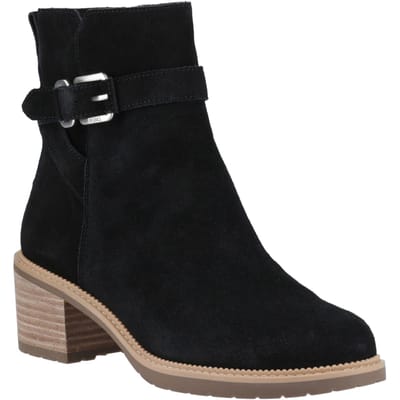 TOMS Hailey Buckle Lederen Zwarte Dames Enkellaarzen met Hak