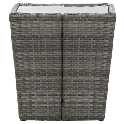 vidaXL - Theetafel - 41,5x41,5x43 - cm - poly - rattan - en - gehard - glas - grijs