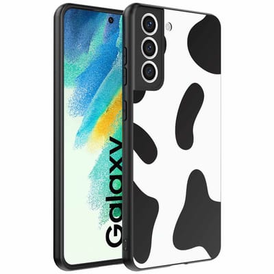Geschikt voor Samsung Galaxy S21 FE Telefoonhoesje met Koeienvlekken Opdruk - TPU Backcover Case With Cow Patches Design - Smartphonica geschikt voor Samsung Galaxy S21 FE