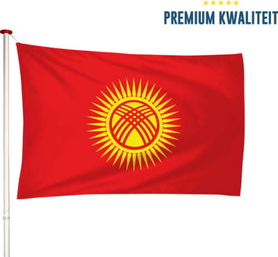Kirgizische Vlag Kirgizië 100x150cm - Kwaliteitsvlag - Geschikt voor buiten