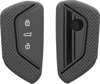 kwmobile autosleutel hoesje geschikt voor VW Golf 8 3-knops autosleutel - Autosleutel behuizing in zwart / grijs - Rallystrepen design