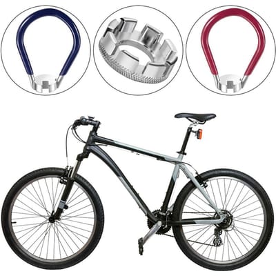 Kit Outil Rayons Vélo 5 Pièces Clé à Rayons Ouverte 8 Coupes Clé à Rayons Vélo avec Poignée en Caoutchouc Démonte-pneu Y gray