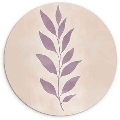 WallCircle® Wandcirkel 120x120 cm - Muurcirkel Tak - Bladeren - Minimalistisch - Beige - Muurdecoratie woonkamer - Wanddecoratie slaapkamer - Kamer decoratie accessoires - Ronde schilderijen XXL