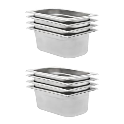 vidaXL - Gastronormbakken - 8 - st - GN - 1/4 - 100 - mm - roestvrij - staal