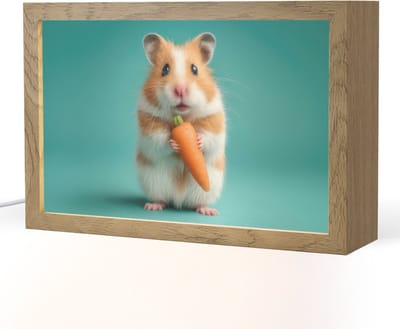 Nachtlampje 30x20 cm - Kinder lampje - Hamster - Wortel - Blauw - Tafellamp kinderkamer - Slaapkamer lamp - Bedlamp kinderen - Kinderlampje stopcontact - Wandlamp babykamer - Nachtlampjes