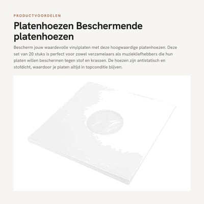 Dailygoods- Platenhoezen 20 Stuks - Beschermhoezen Vinyl - Antistatisch - Stofdicht - Papier - 12 Inch - Platenzakken