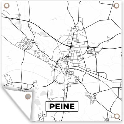 Tuin poster Peine - Plattegrond - Kaart - Stadskaart - 200x200 cm - Tuindoek