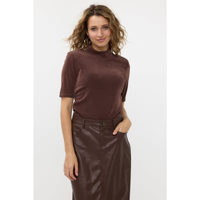EsQualo Top Wrinkled Waist Chocolate Maat: S | Tops Outlet | Dames | Bruin