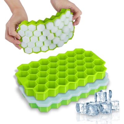 Siliconen Honingraat IJsvorm met Deksel DIY Creatieve Honingraat Siliconen IJsvorm Mal met 37 Cellen 1 PC groen