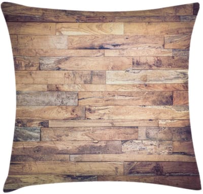 ABAKUHAUS Kussenhoes – Rustiek houten ontwerp – 45x45 cm – Bleekgrijs & Umber
