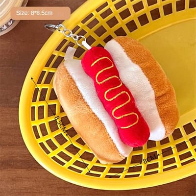 Schattige En Creatieve Frietjes Hamburger Figuur Hangend Rugzak Koppels Pluche Hangende Decoratie Auto Sleutelhanger