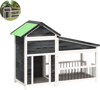 Hondenhok - Buiten - Bench - Ren - Weerbestendig - Kennel - Rek - Grijs