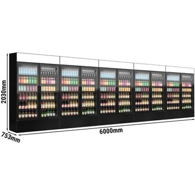GGM Gastro (5 Stück) Getränkekühlschrank - 6000 Liter - rahmenloses Design - mit 10 Glastüren & Werbedisplay Zwart