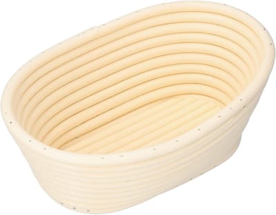 Brood Rijs Mand - Deeg Fermentatie - Zuurdesem Bakken - Handgeweven Plastic - 21x14x8 cm - Gebroken Wit