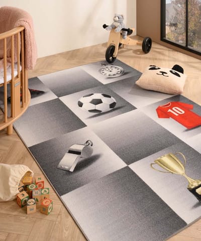 Kindervloerkleed voetbalveld - Joy grijs 80x120