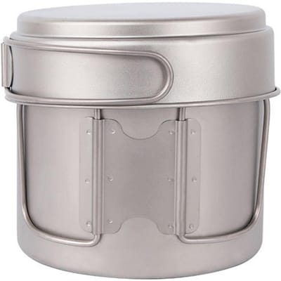 Lixada Ultralight Titanium Kookset Outdoor Camping Kookgerei Set 1100 ml Pot en 350 ml Koekenpan met 1100ml pot with 350ml pan