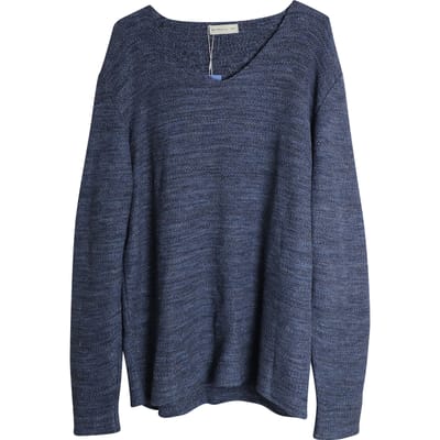 Etro V-hals gebreide trui van blauw katoenlinnen