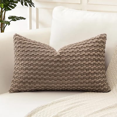 Decoratieve Corduroy Kussenhoes met Pompons Rechthoekig 30x50 cm Zacht Boho Gestreept Lendenkussen
