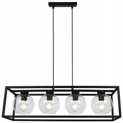 Hanglamp HAGA CAGE Zwart Glas - 4xE27 - Verstelbaar