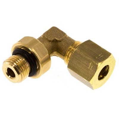 6mm & G1/8'' Messing L-Vorm Knelfitting Buitendraad 150bar NBR Verstelbaar DIN EN 1254-2
