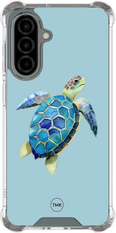 Shockproof hoesje geschikt voor Samsung Galaxy A36 - Schildpad - Schokbestendig - Verhoogde randen - TPU case - Extra Sterke Back Cover - Print - Transparant, Blauw