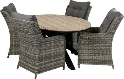 5-delige tuinset | 4 Dublin tuinstoelen (AG) | 180cm ovale Cyprus tuintafel (Wood)