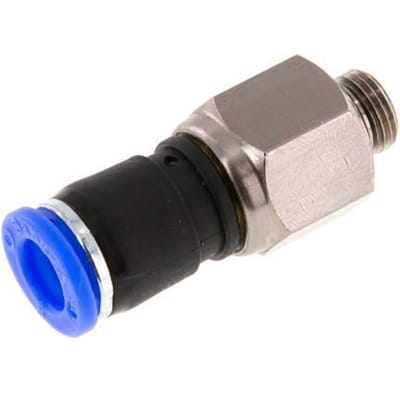 8mm & G1/8'' Draaidoorvoer Insteek Buitendraad Vernikkeld Messing/PBT NBR