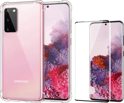 Hoesje geschikt voor Samsung Galaxy S20 - Transparant Shock Proof Siliconen Case + Screenprotector Full