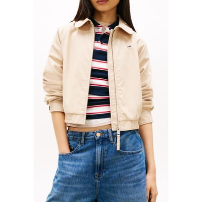 Tommy Hilfiger Tjw Cotton Jacket White Clay Größe: M | Cropped-Jacken Outlet | Damen | Weiß