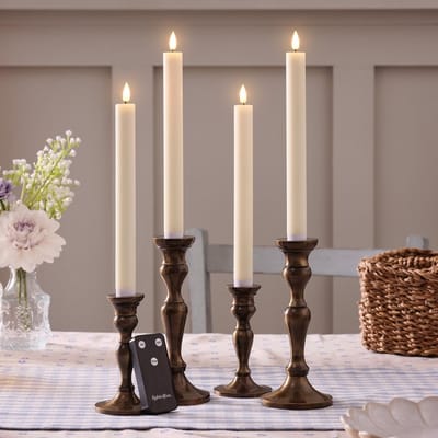 Set van 4 Oplaadbare USB LED Diner Kaarsen met Afstandsbediening en Timer