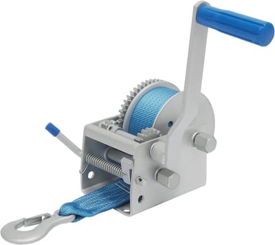 Handlier Met Band - Handmatige Lier - Zware Lasten Verplaatsen - Drie Overbrengingen - 2041 kg Capaciteit - Blauw