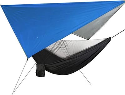 Kampeerhangmat met Klamboe - Reishangmat Jungle Net - Outdoor Ontspanning - Verdikt en Verbreed Ontwerp - 800 Gram - Zwart Blauw