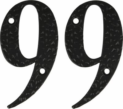 AMIG Huisnummer 99 - massief gesmeed staal - 10cm - incl. bijpassende schroeven - zwart