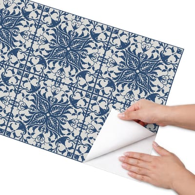 Coloray Meubel Wrap Folie - Blauw Meubelfolie - 50x100 cm - Meubelfolie Zelfklevend Decoratieve tegels - Wrapfolie Keuken - Klassiek Meubelfolie - Decoratiefolie - Tafeldecoratie - Achtergronden en patronen