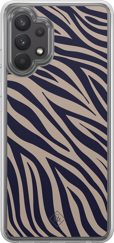 Casimoda® hoesje - Geschikt voor Samsung Galaxy A32 4G - Wavy Twist - 2-in-1 case - Schokbestendig - Natuur - Verhoogde randen - Blauw, Transparant
