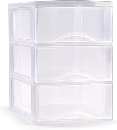Plasticforte Ladeblokje/bureau organizer met 3x lades - transparant - L26 x B37 x H37 cm