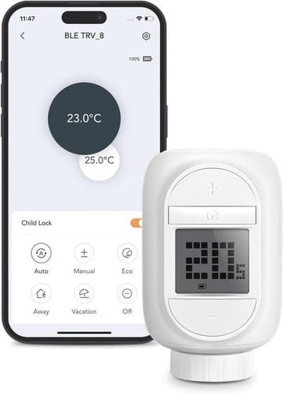 Slimme Thermostaatkop voor Radiatoren - Compatibel met Google Home en Alexa, Afstandsbediening en Spraakbesturing