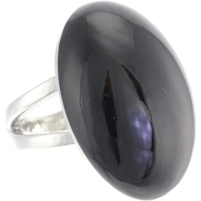 Behave - Ring - Metalen Zwarte Statement Ring – Ovale Designring – Stijlvolle Modeaccessoire – Nikkelvrij