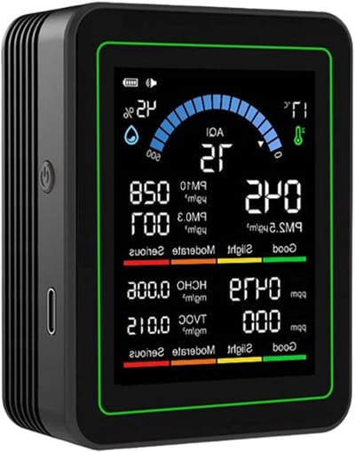 Kwaliteitsmonitor - Detector Testapparaat - Milieu Lucht Meten - Real-time Detectie - 48 x 98 cm - Zwart