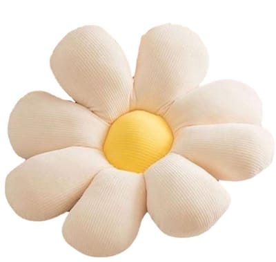 NTH products - Bloem Vloerkussen - Pluche Zitkussen - Schattig Design - Wit Geel Hart - Sierkussen Woondecoratie - Geschikt voor Meisjes en Vrouwen - 38 cm