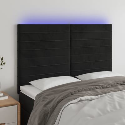 vidaXL - Hoofdbord - LED - 144x5x118/128 - cm - fluweel - zwart