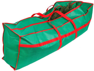 Dailygoods- Kerstboomhoes met ritssluiting - Opbergtas voor kunstdennenbomen - 120 x 43 cm - Geschikt voor bomen tot 210 cm - Ruimtebesparend opvouwbaar - Robuuste handgrepen