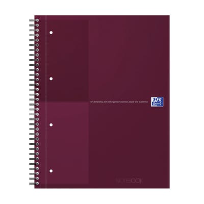 Oxford International notebook A4+ gelijnd 4 gaats 80 vel stevige kartonnen kaft 30 jaar bordeaux