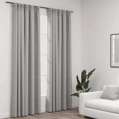 vidaXL - Gordijnen - linnen-look - verduisterend - haken - 2 - st - 140x225 - cm - grijs